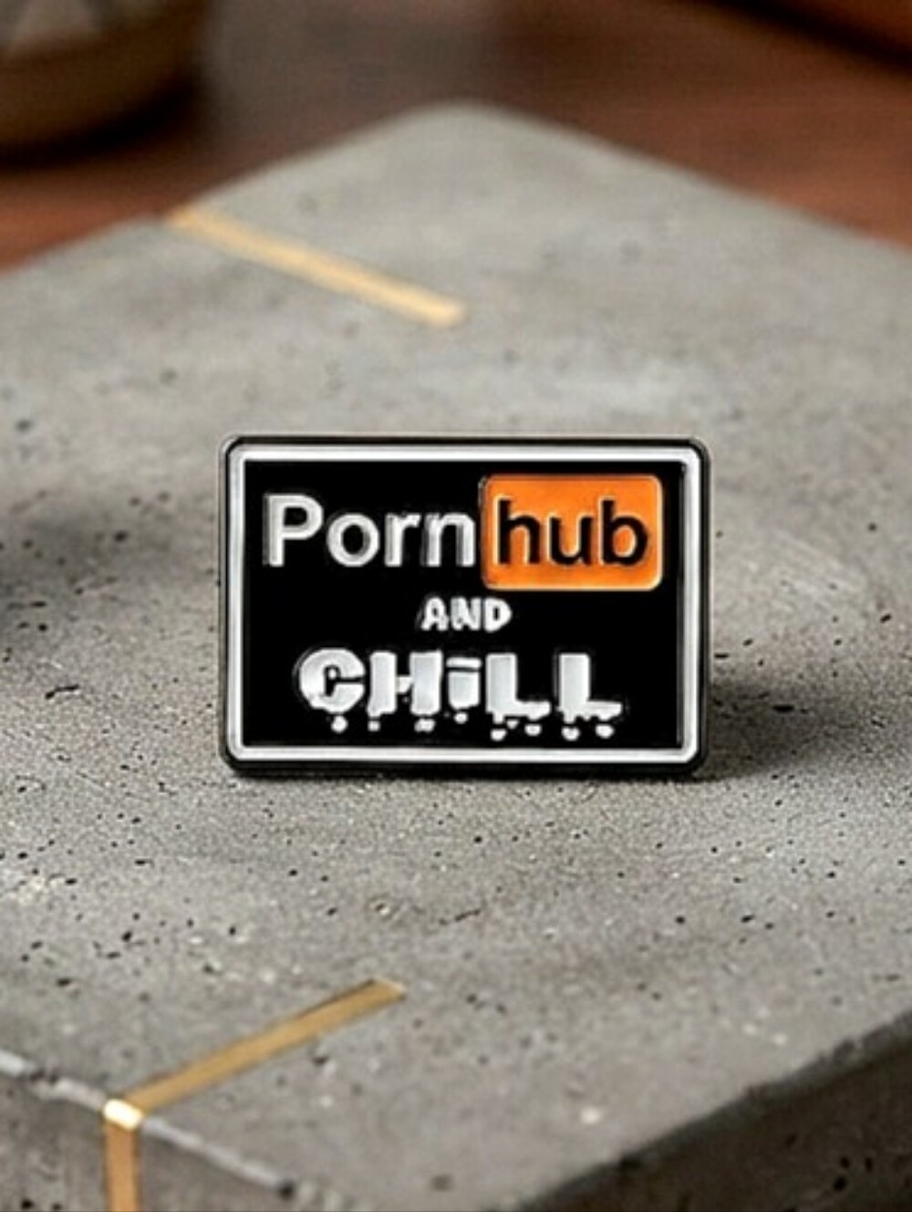 Internet Meme Pornhub and Chill Novelty Enamel Pin, Funny Pop Culture Lapel